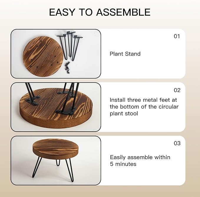 Plant Stand, Indoor/Outdoor Wooden Plant Stands, Mid-Century Plant Table Round Plant Stool for Large Plants , Single Plant Stand for Living Room, Balcony, Office