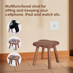 Wooden Step Stool for Adults Upgraded11.6inch Small Wooden Stool with Four Detachable and Assembled Legs for Bathroom, Kitchen, Bedroom, Plant Stand (Natural Solid Wood top and Legs)
