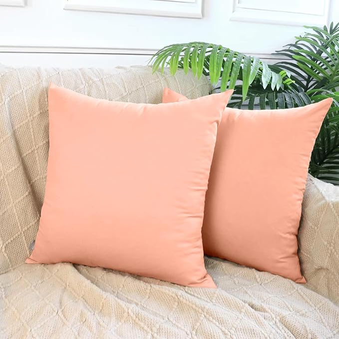 4-Pack 100% Cotton Comfortable Solid Decorative Throw Pillow Case,Thmyo Square Cushion Cover Pillowcase Sublimation Blank Pillow Covers DIY Throw Pillowcase for Sofa(20x20 inch/ 50x50cm,Sakura Pink)