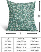 Aqua Pillow Covers 16x16 Set of 2 Vintage Floral Rustic Old Style Cute Flower Print Decorative Outdoor Pillowcases Seasonal Farmhouse Throw Cushion Case Decor for Couch Sofa Bed