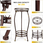 2 Tier Rustproof Iron Plant Stand - Heavy Duty Outdoor Plant Stands For Patio, Balcony Or Garden Or Planter Corner - Plant Stand Indoor (Bronze)