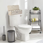 Sumnacon Extended Seagrass Storage Basket with Lid 3-Section Wicker Storage Basket,Small Woven Shelf Basket for Toiletries Tampon Storage,Seagrass Basket for Shelf Bathroom Toilet Counter,Whitewash