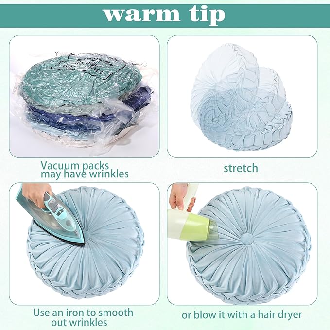 Yerliker 6 Pcs Floor Pillow Cushions 15inch Round Velvet Throw Pillows Colorful Flexible Cushions Alternative Pillows for Couch Chair Living Room Bedroom Home Office Decor(Blue Color)