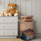 Boho Laundry Basket, Mid Century Modern Boho Sun Forest Mountain Waterproof Collapsible Laundry Hamper Dirty Clothes Storage Toy Bin Organizer for Bathroom Bedroom Nursery Girls Kids Room