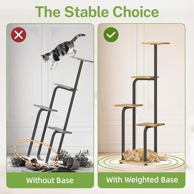 iDavosic.ly Tall Plant Stand Indoor with Grow Light, 4 Tier Corner Multiple Flower Holder Shelf with Wooden Trays, Space Saving Display Rack for Living Room Balcony Patio Porch | Black & Brown