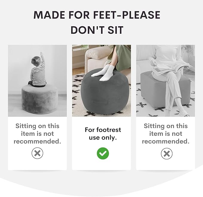 MeMoreCool Stuffed Round Pouf Ottoman Foot Rest, Floor Pouf Foot Stool with Soft Foam Chunk Filling, Round Small Ottoman Footstool Circle Footrest for Couch Living Room, Corduroy Navy