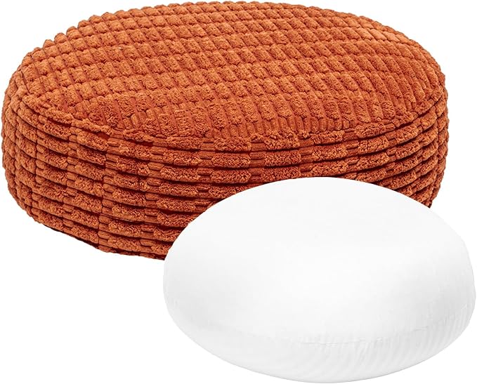 Asuprui Round Floor Pillow Soft Floor Cushion for Sitting Fur Meditation Pillow Premium Yoga Pillow for Living Room Bedroom Balcony Outdoor (Orange)
