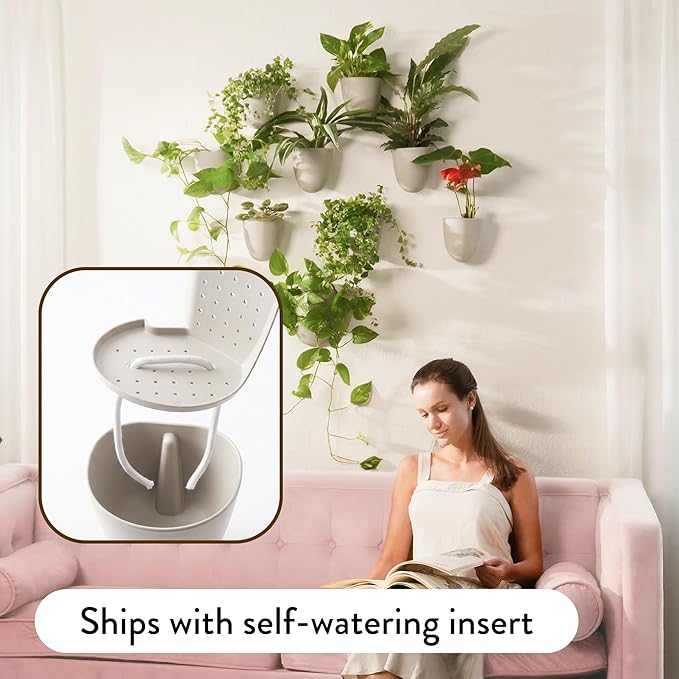 Make Good PlantPod Luxe Self-Watering Wall Planters (Set of 3, Stone) - Easy to Water and Install - Lightweight - Design Your Own Vertical Garden - Wall Planters for Indoor Plants
