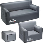 Pittman - Inflatable Furniture Set with Built in Pump for Outdoors & Indoors - Blow Up Couch Set has Heavy Duty Puncture Resistant Fabric for Inflatable Sectional Comfort & Durability if Camping