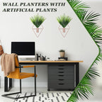 2 Pieces Wall Decor Hanging Planters with Artificial Plants Metal Hanging Vase Indoor Plants Holder Modern Boho Wall Art for Bathroom Bedroom Living Room Decor(Rose Gold,Aquatic Plant)
