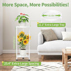 KMOTASUO 2 Tier Plant Stand Indoor for Large Tall Heavy Duty Planter, Multiple Sturdy Metal Flower Corner Rack for Narrow House Floor, Iron Vertical Level Round Orchi Holder Organizer, White