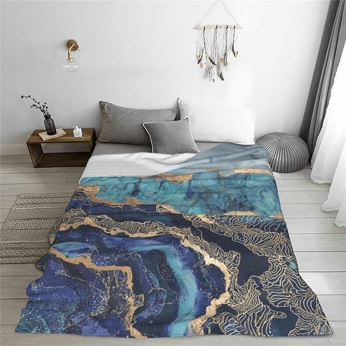Marble Throw Blanket Soft Flannel Blanket 60"x50" in Bed Blanket Home Decor for Room Sofa Couch All Season