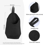 100% Linen Hanging Storage Bags Baskets 2 Pcs, Small Wall Storage Bag for Kitchen, Bedroom, RV Camper Organizer, Sewing Room, Nursery Storage, Kids Room (Black)