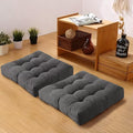 18x18in Floor Pillows Set Square Chair Cushion Pad for Sitting Tufted Corduroy Seat Cushions for Living Room Balconies Office Dark Grey