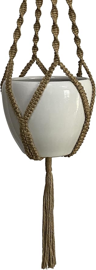 4 Legs Natural Hemp Rope Macrame Plant Hangers Hanging Planter Holders Haning Baskets, 48-inches for 10-12" Pot (Light Brown-Hemp)