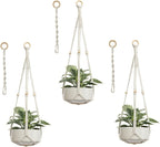 CADNLY Macrame Plant Hangers Indoor – Rope Hanging Plant Holder with Extender - Boho Hanging Planters Indoor - White Macrame Hanger Outdoor Flower Pot Holder from Ceiling Wall 3 Pack 6 Hooks