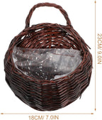 DOITOOL Rattan Woven Hanging Basket: 2PCS Wicker Wall Planter Woven Hanging Storage Basket Wall Flower Holders Indoor Outdoor Bohemia Planter