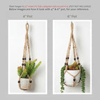 Macrame Plant Hanger Indoor, 23" No Tassel Hanging Plant Holder, Sturdy Flower Pot Holder with Hooks - Brown (Pot NOT Included)