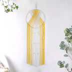 EOBTAIN Yellow Macrame Wall Hanging - Handmade Dream Catchers - Boho Dreamcatchers with Cotton Rope Tassel - Woven Wall Decor Tapestry for Living Roome Bedroom Home Decorations - 9.8" W x 31.5" L