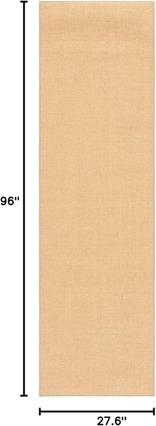 Martha Stewart x SAFAVIEH Area Rug Collection - 2'3" x 8' Runner, Natural & Green, Sisal & Jute, Farmhouse Style, Ideal for Living Room, Bedroom, Foyer, Hallway (MSR9501E)