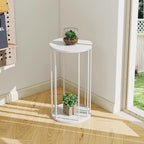 Plant Stand Indoor,small plant stool,Flower Pot Corner stand holder,Mid Century Heavy Duty Metal Tall Home Decor,Modern Round End Table,Small Rustic Display Stand for Living Room,Bedroom (White,3 Packs)