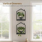 HOOBRO Wall Plant Holder, Wall Planters for Indoor Plants Set of 2, Plant Hanger Indoor Window Plant Shelves Frames Decor for Living Room Window, Black BK08HJP201