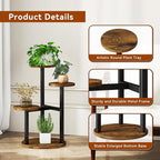 IBUYKE 4 Tier Plant Stand Indoor, Metal Wood Plant Shelf for Multiple Plants, Small Tiered Corner Flower Pot Stand for Living Room Patio Balcony Garden, Rustic Brown TMJ073H