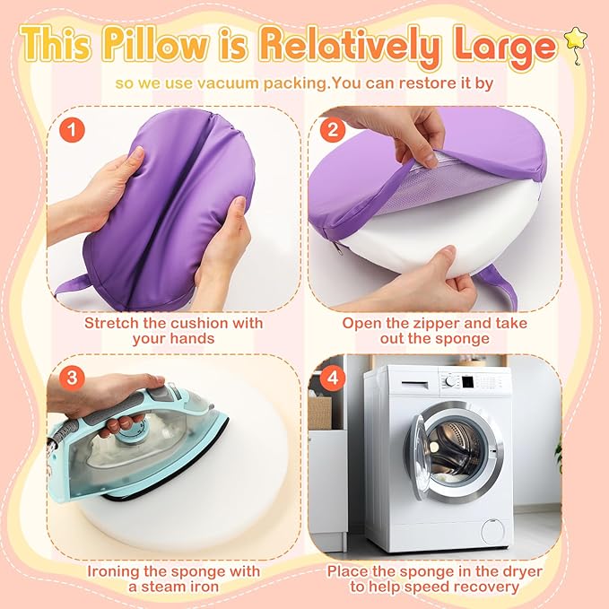 Suzile 12 Pcs 12 Inch Round Floor Cushions for Kids and Toddlers Flexible Seating Classroom Floor Pillow with Handles for Classroom Daycare Preschool Yoga Meditation