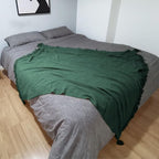 LOMAO Knitted Throw Blanket with Tassels Bubble Textured Lightweight Throws for Couch Cover Home Decor (Green, 50x60)