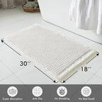 MIULEE Set of 2 Waffle Bathroom Rugs, Boho Bath Rugs Non Slip Washable, Super Absorbent Bath Mats, Ultra Soft Rubber Backed Shower Mats for Bathroom Floor, Tub and Shower, White, 18x30 Inch