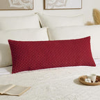 Kevin Textile 14x36 Inch Long Lumbar 1 Pack Valentines Decorative Throw Pillow Cover Soft Striped Corduroy Rectangle Cushion Case Farmhouse Solid Color Accent for Living Room Couch Sofa Bed, Burgundy