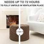 Round Pouf Ottoman 20 x 20 x 14 Inches Boho Poof Home Decor Floor Pouffe Ottoman Foot Rest for Couch Sofa Bean Bag Chairs Living Room Bedroom (Dark Coffee)