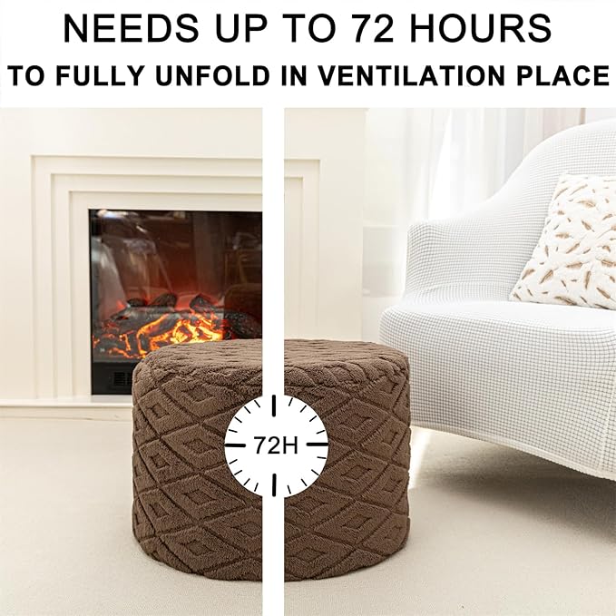 Round Pouf Ottoman 20 x 20 x 14 Inches Boho Poof Home Decor Floor Pouffe Ottoman Foot Rest for Couch Sofa Bean Bag Chairs Living Room Bedroom (Dark Coffee)