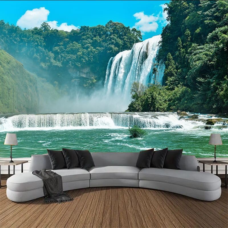 FENDROM Green Tree Forest Tapestry Waterfall Wall Hanging Nature Landscape Scenic Stone River Tapestries for Living Room Bedroom Dorm Home Decor - color: Y02, size: 59"L x 39"W