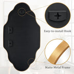 Scalloped Mirror for Bathroom - 26"x46" Gold Bathroom Mirror with Aviation Aluminum Alloy Frame & Shatter-Proof Glass for Living Room Bedroom Entryway, Brushed Gold Frame(x1)