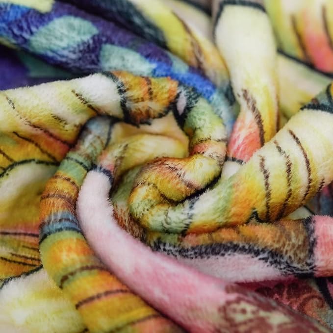 Neasow Floral Fleece Throw Blanket, Vibrant Color Boho Flowers Blossom Cozy Decor Throws for Sofa Bed Couch Chair or Dorm 50×60 inch