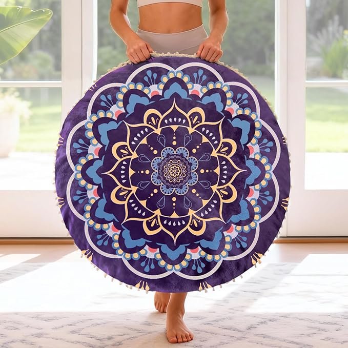 Hihealer Meditation Cushion, Large Velvet Floor Pillow for Yoga, Meditation & Mindfulness, Supportive Memory Foam Bolster (Purple)