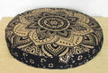 Large Hippie Mandala Round Floor Pillow Cover Ottoman Pouf Cover Daybed Cotton Cushion Cover with Heavy Duty Zipper Seating Ottoman Poufs Dog-Pets Bed 35" (Black Gold Flower, 35" Round)