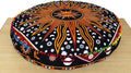 CRAFT KALA Mandala Floor Pillow Cushion Cover Seating Throw Cover Hippie Decorative Bohemian Ottoman Poufs Pom Pom Pillow Cases Boho Indian Cotton Living Room Home Décor 35" Round, Orange Burning Sun