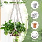 Set of 2 Boho Macrame Plant Hanger, 37 Inch Extra Long Plant Hangers Indoor, Hanging Plant Holder for Indoor Plants, Macrame Pot Holder, Hanging Macrame Basket Indoor Garden Decor