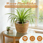 2PCS Seagrass Plant Basket for Indoor and Outdoor,Rattan Large Planter Basket with Liner for 6 inch Pot,Wicker Plant Pot Covers for Potted Plants,Woven Storage Baskets for Rustic Boho Farmhouse Decor