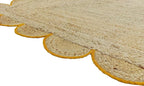 Weaving Cottage Scalloped Natural Jute Area Rug | Beige & Yellow, 2X3 FT Handwoven Jute Doormat | Eco-Friendly, Durable, and Stylish | Perfect for Living Room, Bedroom, and Entryway