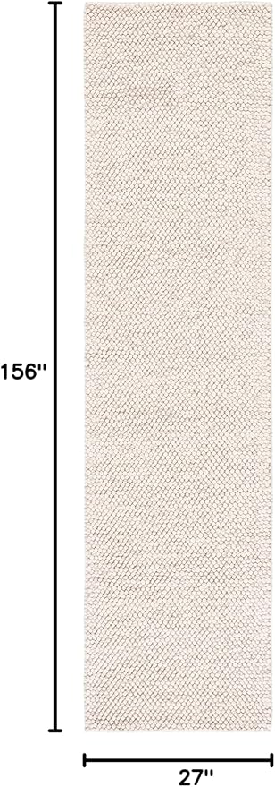 SAFAVIEH Natura Collection Runner Rug - 2'3" x 13', Beige & Ivory, Handmade Wool Blend, Textured Design, Ideal for Hallway, Bedroom, Foyer (NAT425B)
