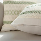 Set of 2 Sage Green Boho Throw Pillow Covers 18x18 Inch Decorative Cushion Covers for Couch Bed Sofa Chair Cotton Macrame Décor Decorations (Type B)