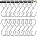 16 Pack S Hooks for Hanging, 3.5 inch Heavy Duty Metal S Hooks with Safety Buckle S Shaped Hooks Pot Rack Closet Hooks for Hanging Plants, Clothes, Kitchen Utensil, Pots, Pans, Bags (Silver)