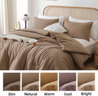 ROSGONIA Oversized King Comforter 120x120, 3pcs Super King Comforter (1 Dark Khaki Comforter & 2 Pillowcases) Lightweight Warm Bedding Blanket Quilt