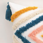 JASEN Colorful Boho Throw Pillow Covers 12x20, Diamond Pattern Lumbar Pillow Covers with Tassel Woven Tufted Decorative Pillow Cover for Couch Sofa Bedroom Living Room
