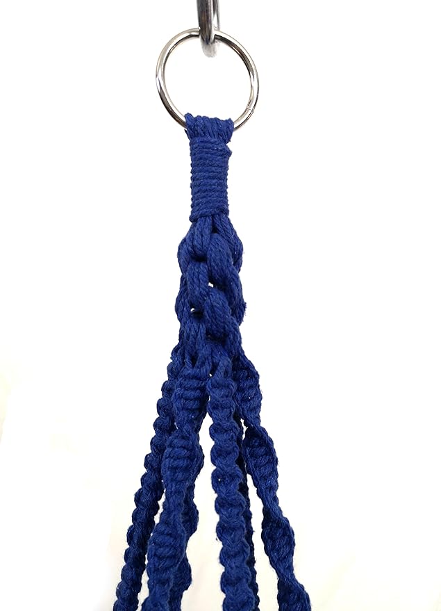 Plant Hanger Macrame Cotton 6 Legs 51 Inches in Tan and Green Color for Indoor Outdoor, Living Room, Kitchen, Deck, Patio, High and Low Ceiling with Size of 10-12 inches Without THE Pot (Navy Blue)