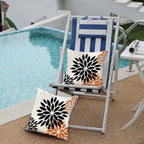 DFXSZ Black Orange Flower Pillow Covers 18x18 Inch Set of 2 Outdoor Throw Pillows Outdoor Waterproof Decor for Living Room Sofa Patio Funiture Garden Floral Polyester Pillow Covers 002V18