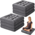 Meditation Floor Pillow Set of 6, Square Large Pillows Seating for Adults, Meditation Cushion Pillow,Tufted Corduroy Cushion for Tatami Living Room or Yoga, Dark Gray, 22x22 Inch